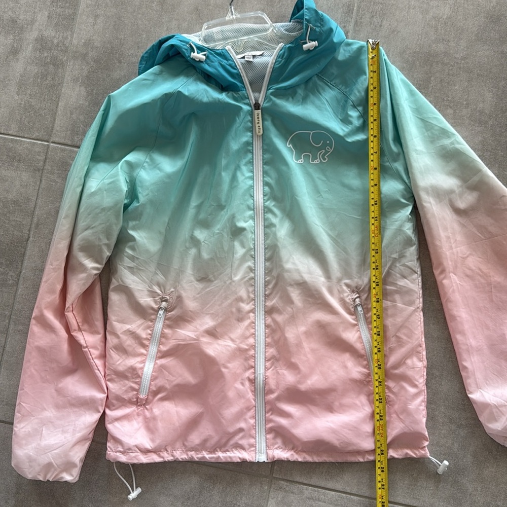Ivory Ella Mint & Pink Ombré Gradient Hooded Windbreaker- Great Condition - S - Picture 7 of 8